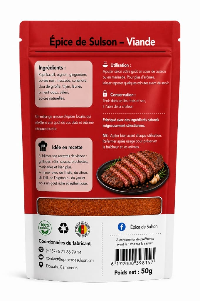 Épice de Sulson - Viande (Recette Authentique Cameroun) - Verso