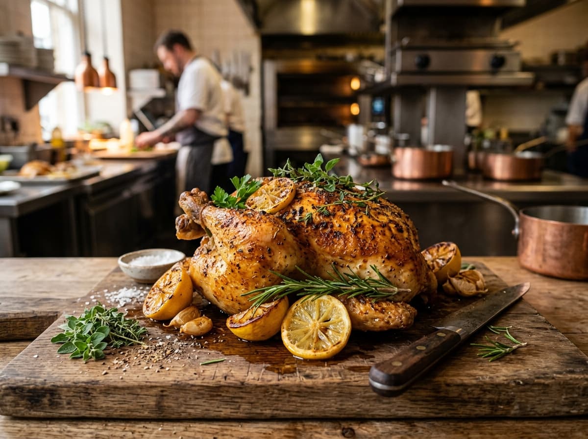 Poulet Fermier Rôti Doré aux Épices Nobles